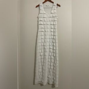 Max Studio White Tiered Maxi Drees Size- L